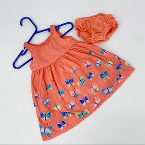 Gymboree Butterfly Peach Orange Dress with Bloomer